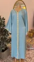 KS1119BSM BLUE WITH SILVER AND PURPLE STONES KAFTAN                                                    -SIZE M