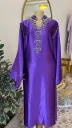 KS1126PUSL PURPLE  WITH SILVER AND BLUE STONES KAFTAN                                                   -SIZE L