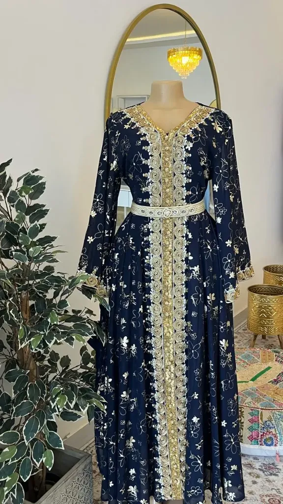 KS1135nbSL NAVY WITH GOLD BEADS AND GOLD PATTERNS        -SIZE L