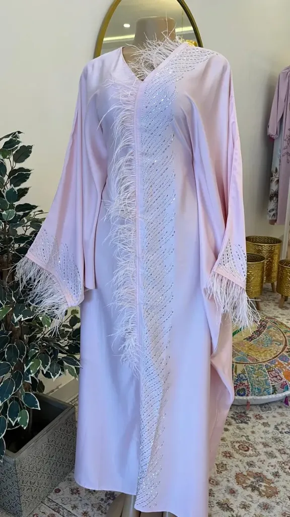 KS1139PSF  PINK  WITH FEATHERS AND STONES     -FREE SIZE