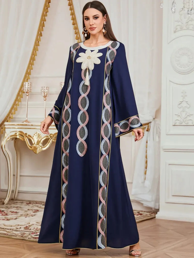 KS1177NBSM NAVY BLUE WITH WHITE SUN FLOWER EMBROIDERY DESIGN ON THE CHEST                                                             -SIZE M