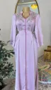 KS1190PSM PINK WITH SILVER STONES AND PINK BEADS KAFTAN                                                         -SIZE M