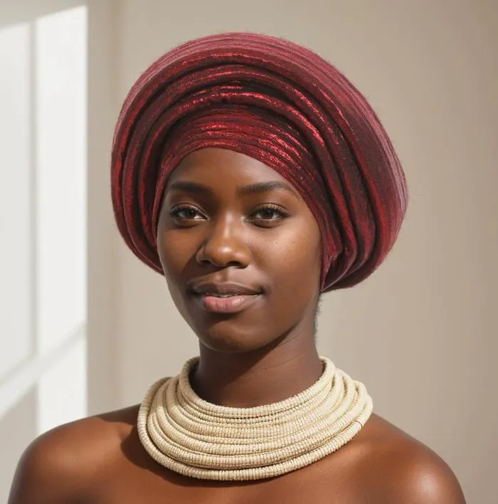 TU07M MAROON SHINNY LAYERED TURBANS