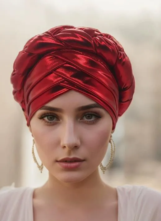 TU09R RED SATIN TURBAN