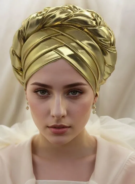 TU09G GOLD SATIN TURBAN