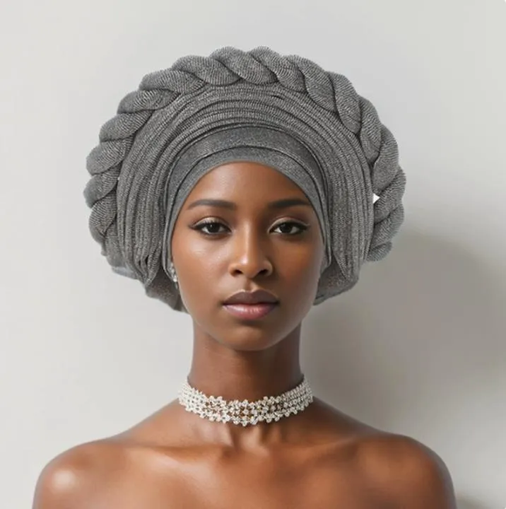 TU10SL SILVER SHINNY ROPE DESIGN TURBAN