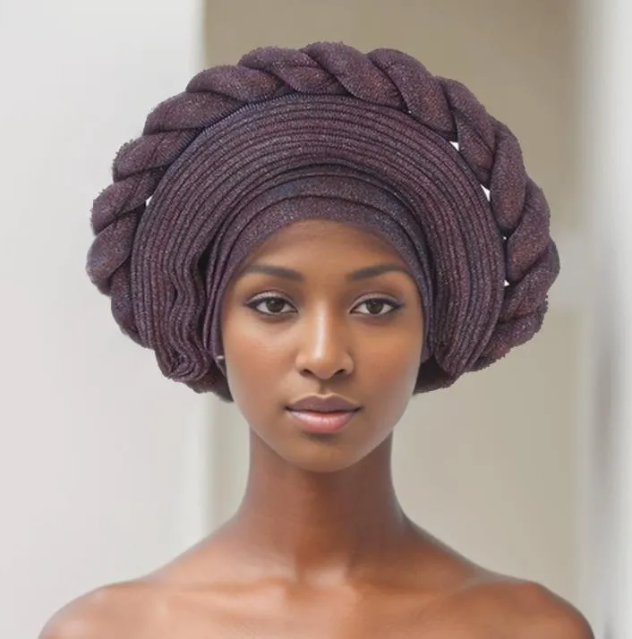 TU10PU PURPLE SHINNY ROPE DESIGN TURBAN