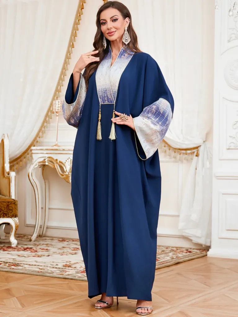 KS1213NBSF NAVY BLUE PLAIN FREE SIZE KAFTAN