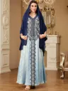 KS1215NBSXL NAVY BLUE WITH GOLD  SEQUINS SHIMMERY KAFTAN                                    -SIZE XL
