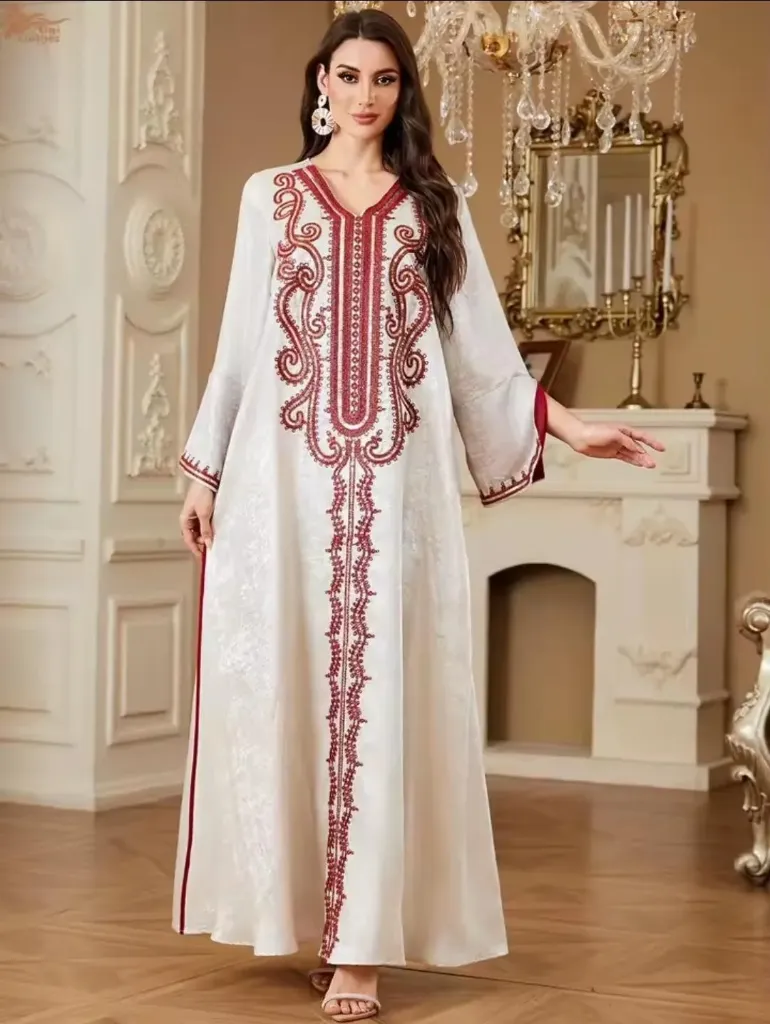 KS1215MS2XL MAROON WITH GOLD  SEQUINS SHIMMERY KAFTAN                              -SIZE 2XL