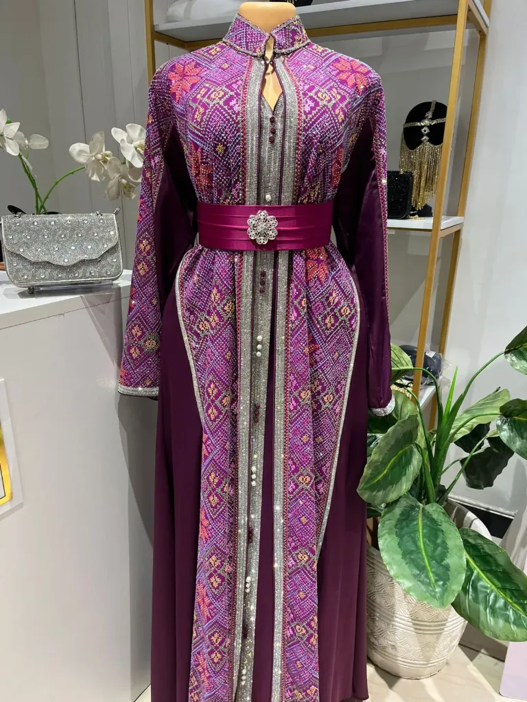 KS1228PUSL PURPLE WITH COLOURFUL EMBROIDERY  TWO PIECE KAFTAN                              -SIZE L