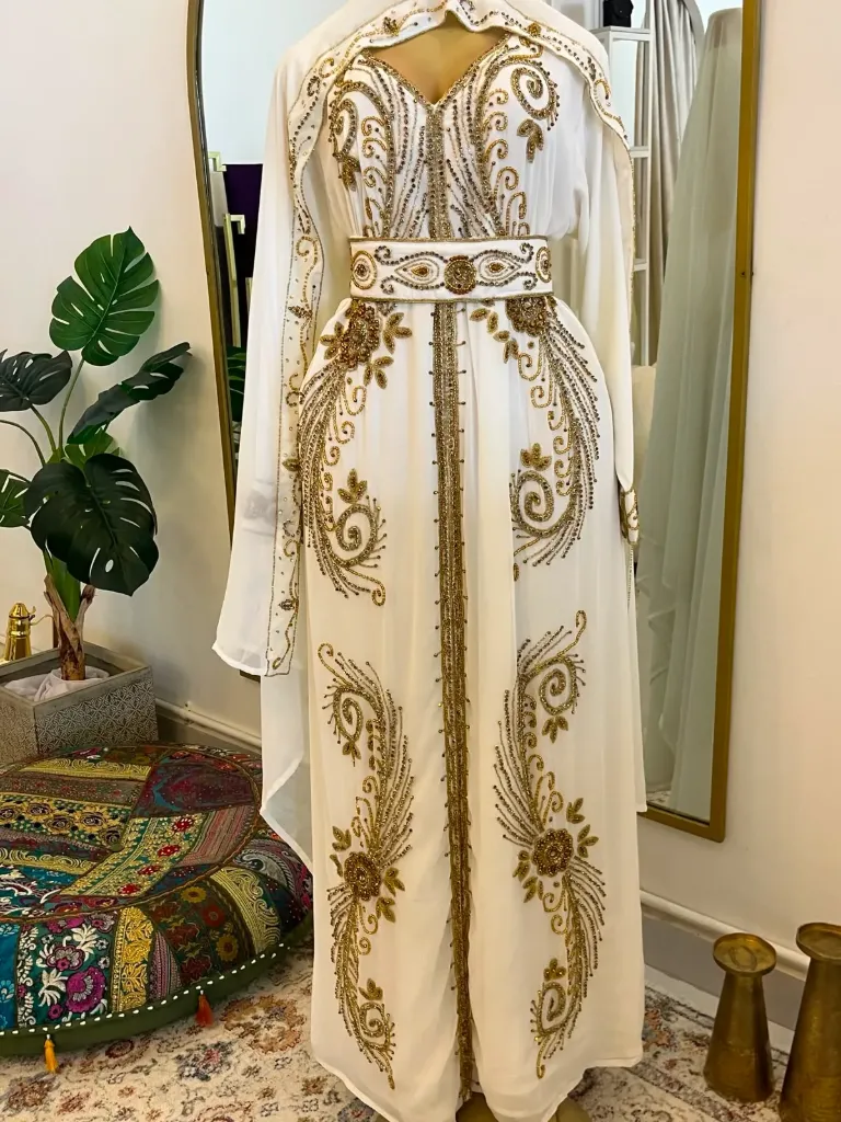 KS1246WSF WHITE HIJAB SET KAFTAN                                                      -FREE SIZE