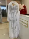 KS1295WSF WHITE WITH SILVER STONES HIJAB SET KAFTAN                                                -FREE SIZE