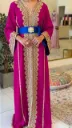 KS1303PSF PINK  WITH GOLD EMBROIDERY MOROCCAN KAFTAN      -FREE SIZE