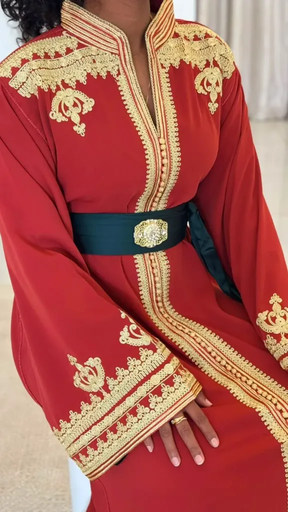 KS1350BOSF BURNT ORANGE WITH GOLD EMBROIDERED PLAIN KAFTAN