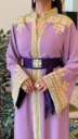 KS1350PUSF PURPLE WITH GOLD EMBROIDERED PLAIN KAFTAN