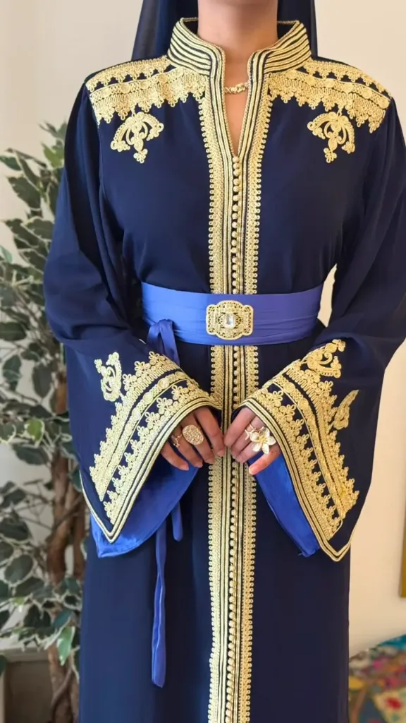 KS1350BLSF BLACK WITH GOLD EMBROIDERED PLAIN KAFTAN