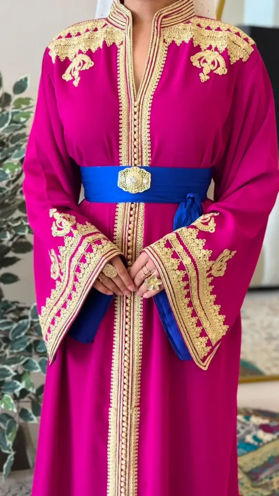 KS1350PSF PINK WITH GOLD EMBROIDERED PLAIN KAFTAN
