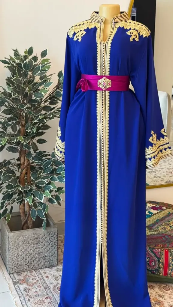 KS1350BSF BLUE WITH GOLD EMBROIDERED PLAIN KAFTAN