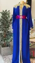 Blue Moroccan Kaftan with Gold Embroidery