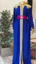 Blue Moroccan Kaftan with Gold Embroidery
