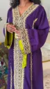 KS1351PUSF PURPLE WITH COLOURFUL EMBROIDERED MOROCCAN KAFTANS