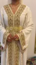 KS1351WSF WHITE WITH COLOURFUL EMBROIDERED MOROCCAN KAFTANS