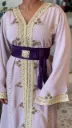 KS1351BESF BEIGE WITH COLOURFUL EMBROIDERED MOROCCAN KAFTANS