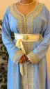 KS1351SBSF SKY BLUE WITH COLOURFUL EMBROIDERED MOROCCAN KAFTANS