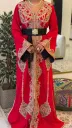 Orange Moroccan Kaftan with Embroidered Stones