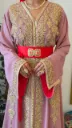 KS1354PSF PINK WITH MORE EMBROIDERED STONES MOROCCAN KAFTAN
