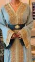 KS1351TUSF TURQUISE GREEN WITH COLOURFUL EMBROIDERED MOROCCAN KAFTANS